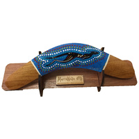 Aboriginal Dot Art handpainted Giftboxed Boomerang &amp; Stand (35cm)