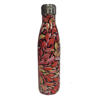 Louise Numina Aboriginal Art Stainless Steel Bottle - 500ml - Bush Medicine Leaves