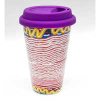 Better World Aboriginal Art Double Insulated Porcelain Travel Mug -  Rainbow Serpent Dreaming