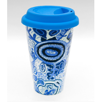 Better World Aboriginal Art Double Insulated Porcelain Travel Mug -  Pikilyi