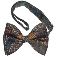 Yijan Aboriginal Art Polyester Bowtie -  Fire N Water (Brown)