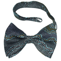 Yijan Aboriginal design Polyester Bowtie -  Fire N Water (Blue)