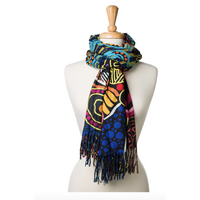 Justin Butler Aboriginal Art Polyester Cashmere Scarf (70cm x 180cm) - Dingo & Kangaroo Story