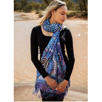 Warlukurlangu Aboriginal Art Polyester Cashmere Scarf (70cm x 180cm) - Seven Sisters