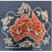 Children's Aboriginal Design T-Shirt - Balance Of Nature [Blue Marle]