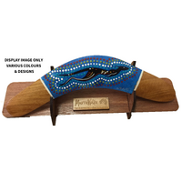 Aboriginal Art handpainted Giftboxed Boomerang & Stand (35cm)