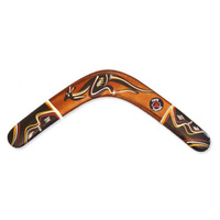 Handpainted Aboriginal Art Returning 3 Ply Boomerang - Traditional  [Size: Small 35cm]