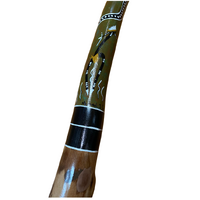  Eucalyptus handpainted Ironbark Didgeridoo [1.3m] - Brolga and Warrior (Green/Red)