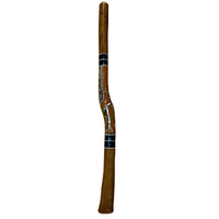 Eucalyptus handpainted Ironbark Didgeridoo [1.3m] - Kangaroo and Warrior (Orange/Red)