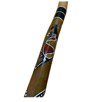 Eucalyptus handpainted Ironbark Didgeridoo [1.3m] - Kangaroo and Warrior (Brown/Green)