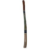 Eucalyptus handpainted Ironbark Didgeridoo [1.3m] - Lizard and Warrior (Brown/Green)