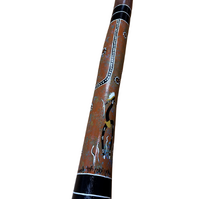 Eucalyptus (Ironbark) Handpainted Didgeridoo (1.30m) - Bell with Kangaroo and Warrior (Orange)