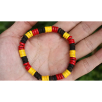 Aboriginal Stretch Wristband - Wood Beads 3 Colour