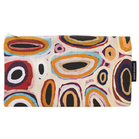 Martumili Aboriginal Art Cotton Zip Bag - Warntili, Canning Stock Route Well 25