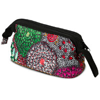 Coral Hayes Aboriginal Art Cosmetic Bag - Gathering Bush Bananas