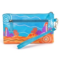 Diwana Dreaming Genuine Leather Wristlet Vanity Case (23cm x 13cm) - Blue Tang Serenade