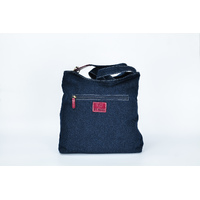 By Meeka Leather/DENIM Canvas Shoulder/XBody Handbag (32cm X 33cm X 8cm) - Banksia