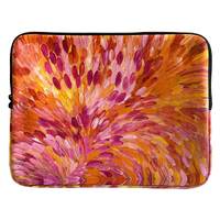 Utopia Aboriginal Art Neoprene 15 " Laptop Sleeve - Leaves (Pink)