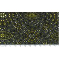 Alura Seed Dreaming 2 (Lemon/Green) - Aboriginal design Fabric