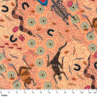 Around Waterhole (Ecru) - Aboriginal design Fabric