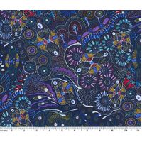 Bush Tucker After Rain (Blue) - Aboriginal design Fabric