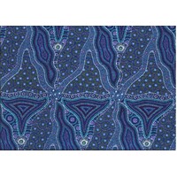 Bush Tomato &. Waterhole  (Blue) - Aboriginal design Fabric