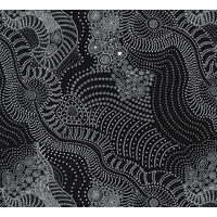 Dreamtime Riverbed [Black] - Aboriginal design Fabric