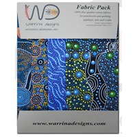 Fabric 4pce Quarter Pack [Blue] - Aboriginal Design Fabric 