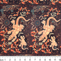 Man & Goanna (Brown) - Aboriginal design Fabric