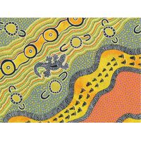 Mulaka Hunting (Yellow) - Aboriginal design Fabric