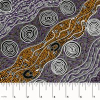 Bush Camp (Purple) [SCRAP 0.6M] - Aboriginal design Fabric