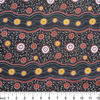 Wild Beans (Black) SCRAP 1.4M]  - Aboriginal design Fabric