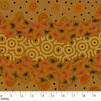 Wild Seed & Waterhole (Yellow) [SCRAP 0.9M) - Aboriginal design Fabric