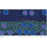 Wild Seeds & Bush Tucker (Blue) - Aboriginal design Fabric