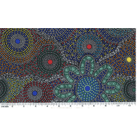 Women Dancing (Blue) - Aboriginal design Fabric