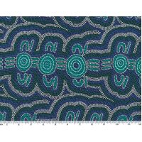 Women Dreaming 2 (Blue) - Aboriginal design Fabric