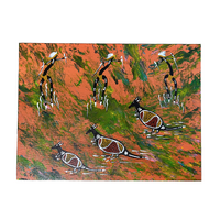 Original Aboriginal Art Painting Stretched Canvas (30x40) - Kangaroos Hunting