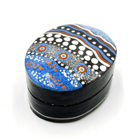 Better World Aboriginal Art Lacquered Pill Box - Where Land Meets the Sea