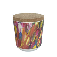 Utopia Aboriginal Art Bamboo Fibre 10cm Cannister (Small) - Leaves (Multi)