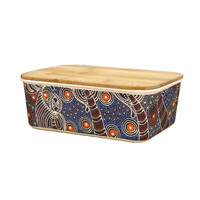 Utopia Aboriginal Art Bamboo Lunch Box - Dreamtime Sisters