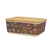 Utopia Aboriginal Art Bamboo Lunch Box - Bush Orange (Atwakeye)