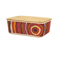 Utopia Aboriginal Art Bamboo Lunch Box - Sunrise Of My Mothers Country