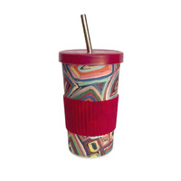 Utopia Aboriginal Art Bamboo Fibre Large Tumbler Straw/Lid - Untitled