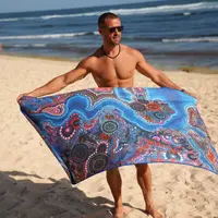 Somerside Sand Resistant LARGE Beach Towel (160cm x 90cm) - Bunjil Over Wurundjeri