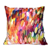 Leaves (Multi) - Utopia Aboriginal Art Polyester-Linen Cushion Cover (45cm x 45cm)