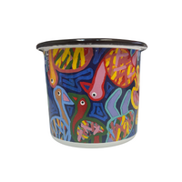 The Torch Aboriginal Art Enamel Mug (350ml) - Mob of many Colours