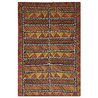 Aboriginal Art Handmade (6'x 4') Wool Rug (Chainstitched) (183cm x 122cm) - Jilamara 2