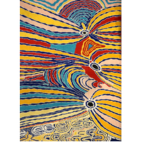 Aboriginal Art Handmade (8'x 5') Wool Rug (Chainstitched) (152cm x 244cm) - Dogwood Tree Dreaming