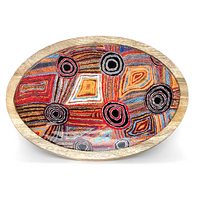 Better World Aboriginal Art Timber Resin Oval Platter - Body Paint Design