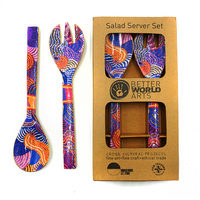 Better World Aboriginal Art Wooden/Resin Salad Server Set (2pce) - Mulga Country